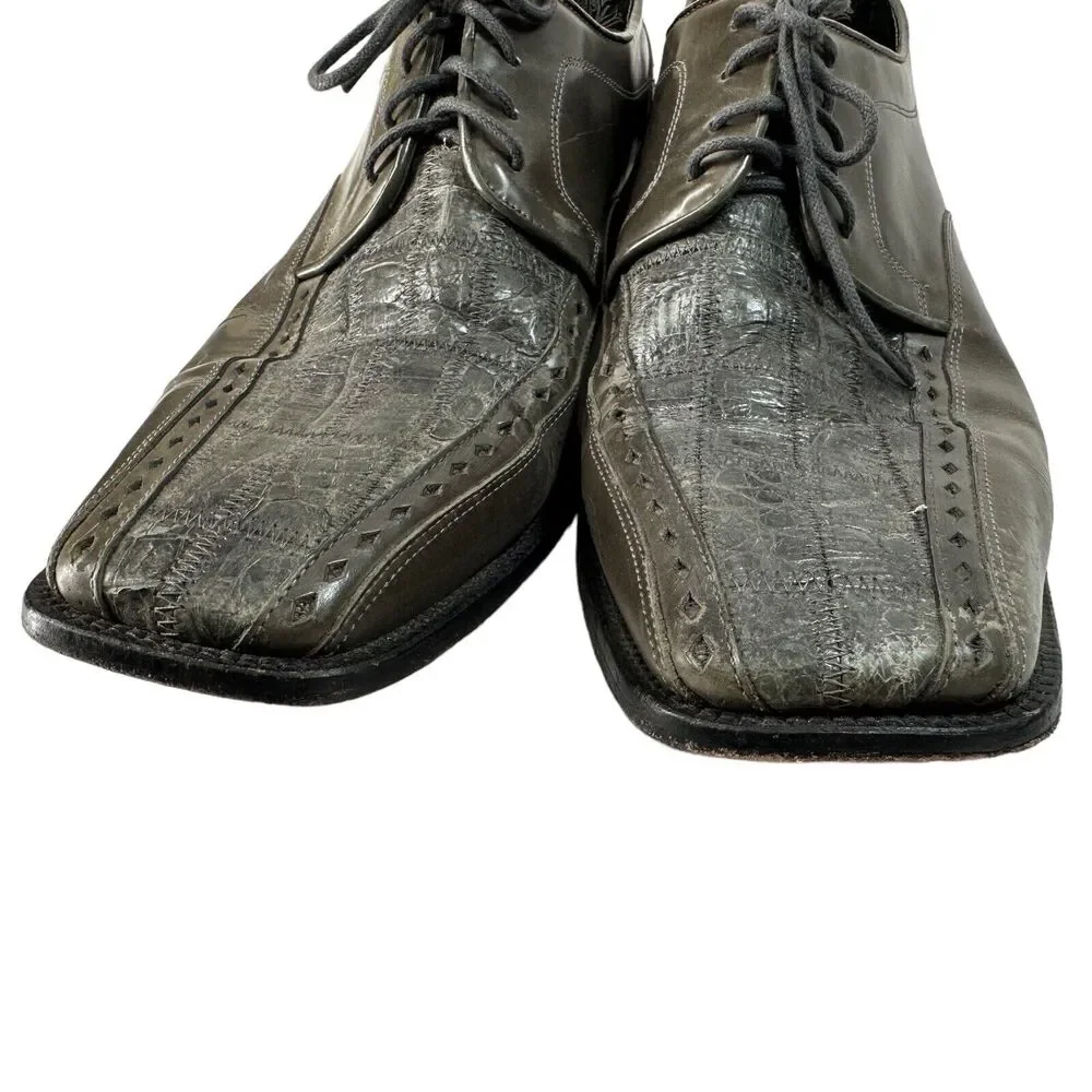 Men's Dress Shoes Oxford Gray 2-Tone Alligator Size 13 M STACY ADAMS 24466